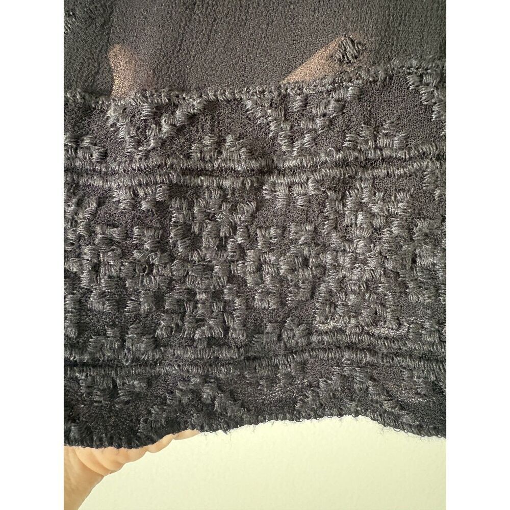Love Sam Black Sheer Embroidered Blouse Deep V-Neck Boho Romantic Whimsigoth S - Picture 9 of 9